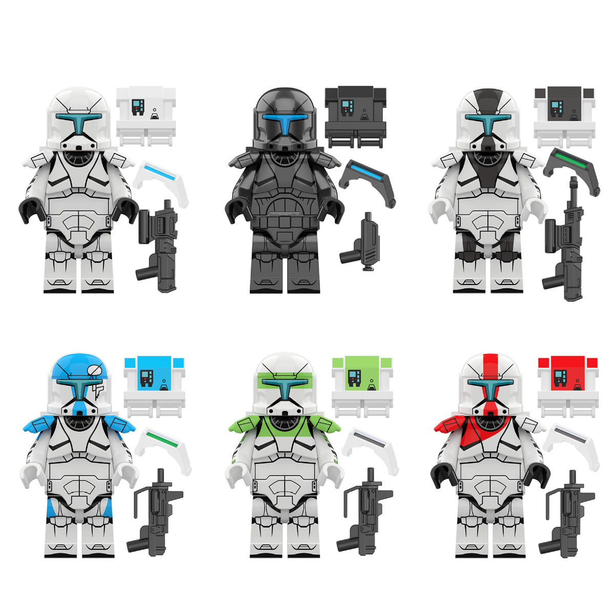 6Pcs Star Wars Minifigures Republic Commando Lego Compatible Building ...