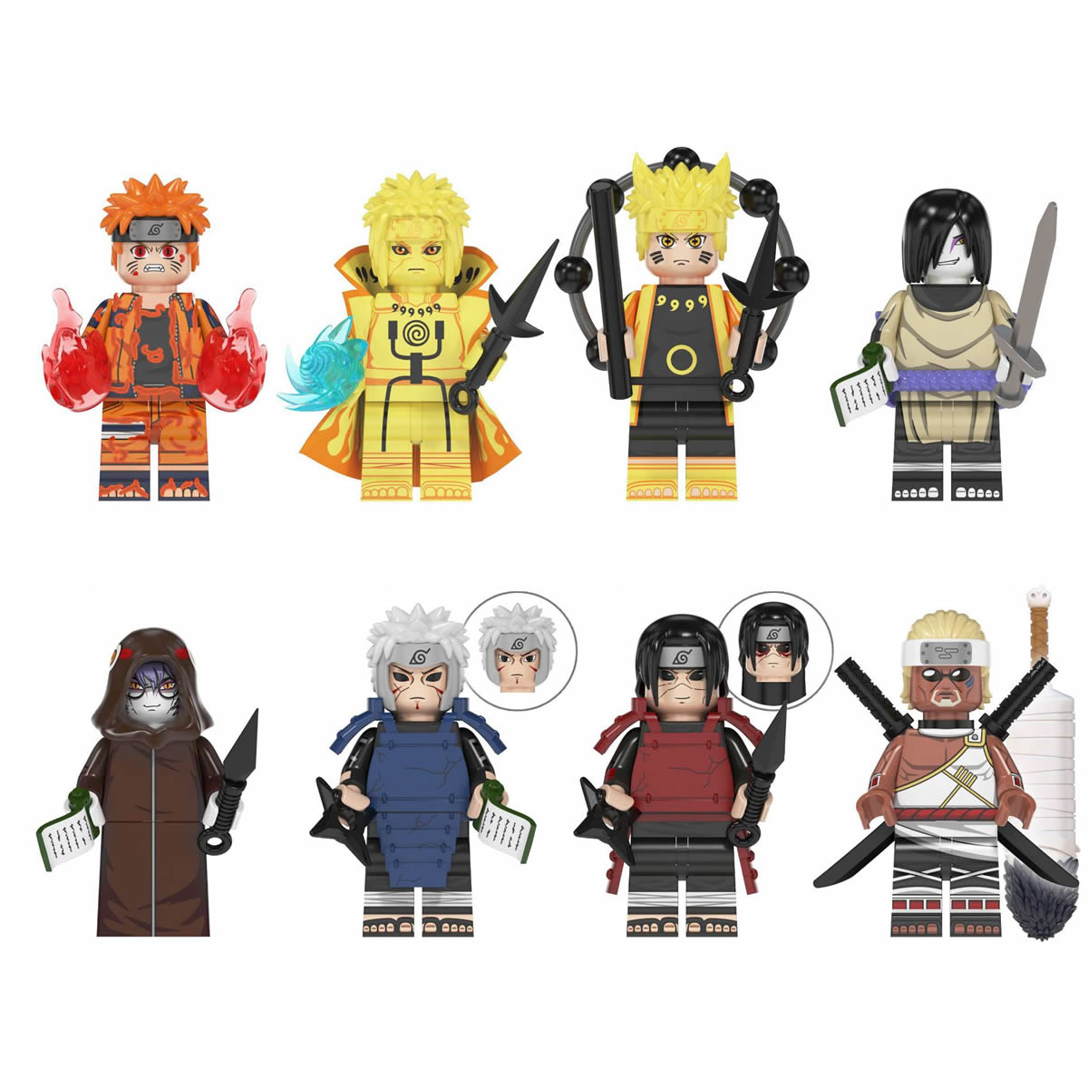 NARUTO Minifigure Doll Set of 8 LEGO Compatible Sasuke Anime Japan Tracking#