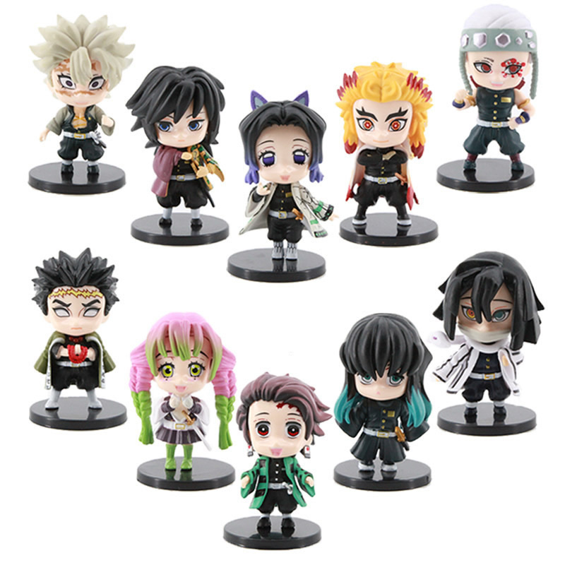 10Pcs Demon Slayer Tanjiro Nezuko Shinobu Action Figures PVC Display ...