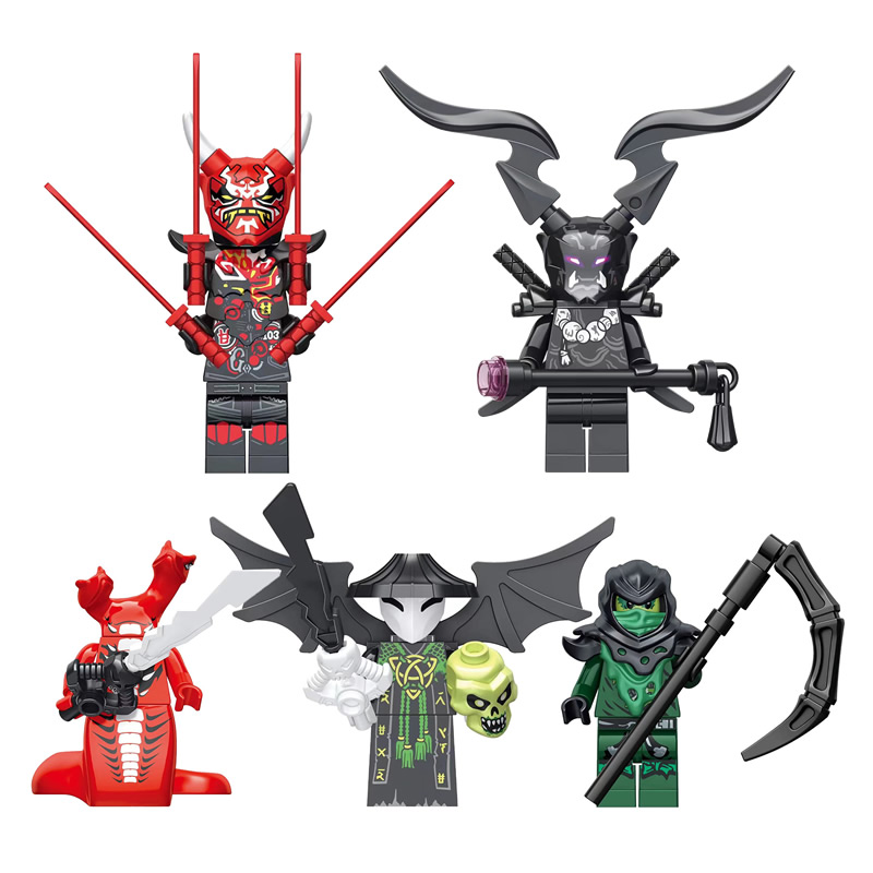 5Pcs Ninjago Minifigures Red Snake Omega Morro Building Blocks Mini ...