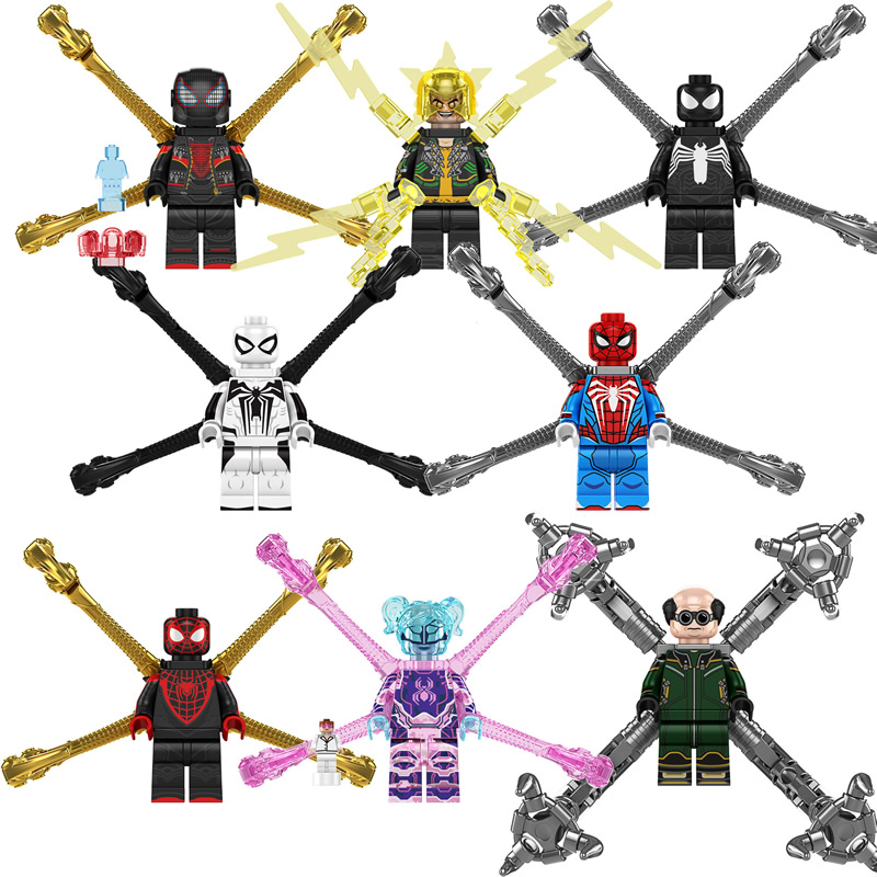 8-Pack Super Heroes Miles Electro Spider Man Doc Ock Building Blocks ...